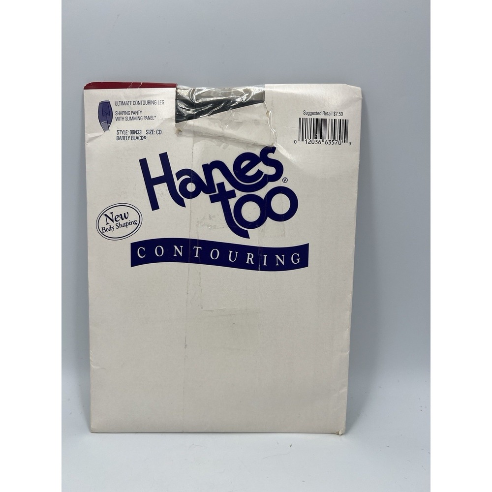 Hanes Too‎ Contouring Pantyhose, Barely Black, Size CD Vintage 1999